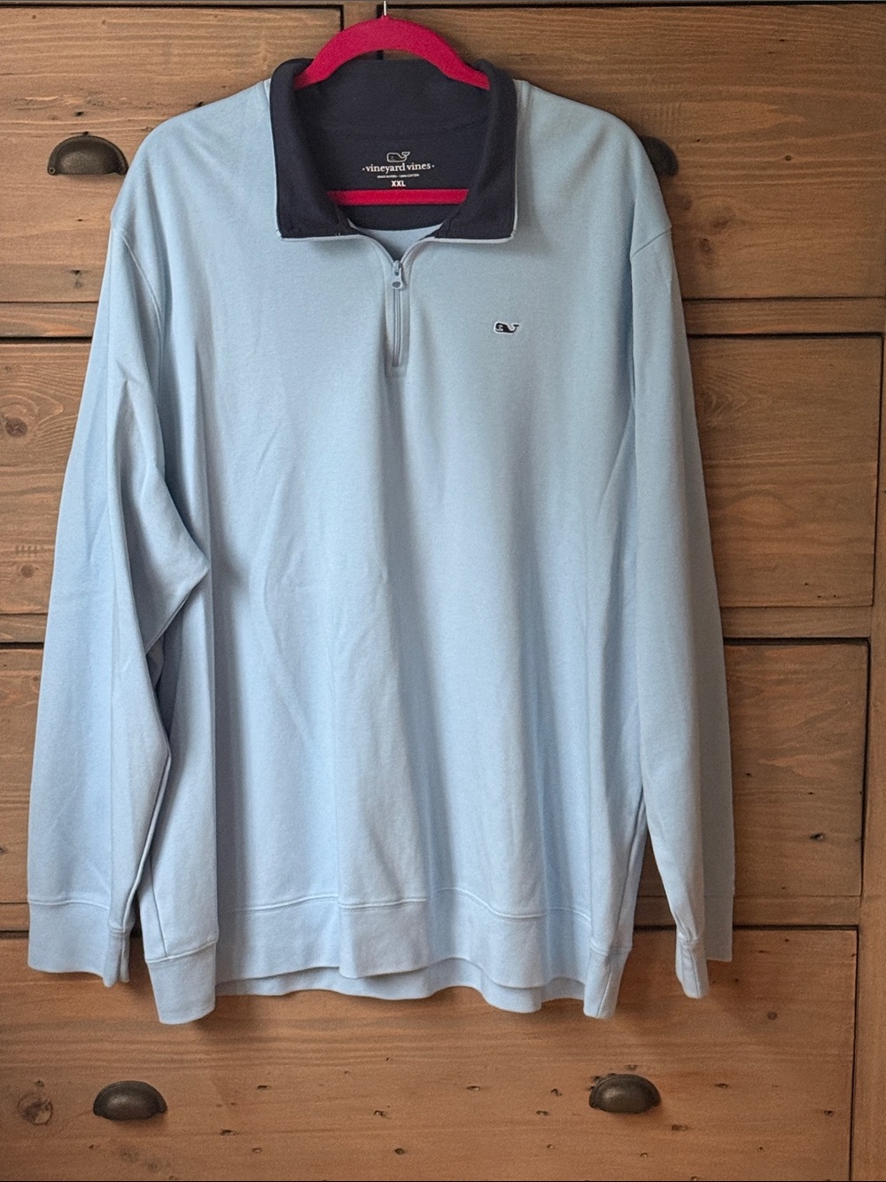 Vineyard Vines Men’s Light Blue Quarter-Zip with Navy Trim sz XXL